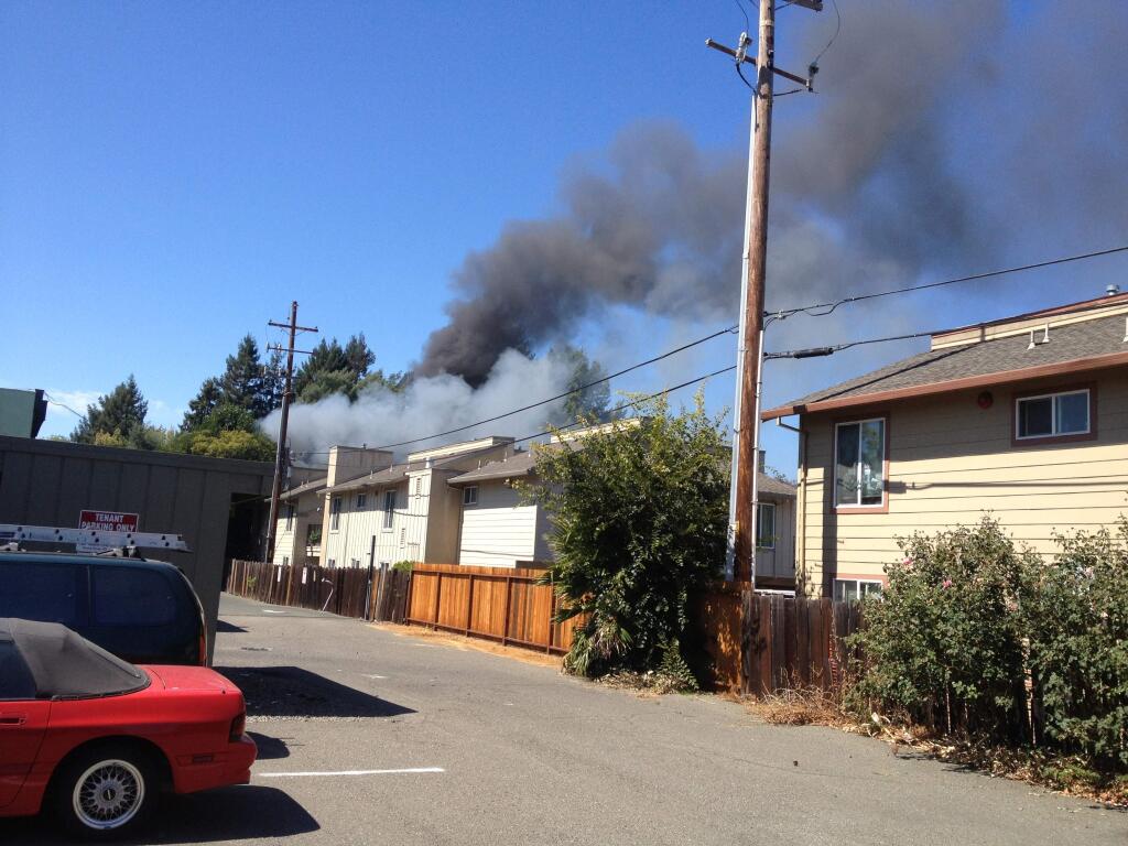 The fire at the Twin Tree Apartments on McBride Lane in Santa Rosa (Chris Spangenberg)