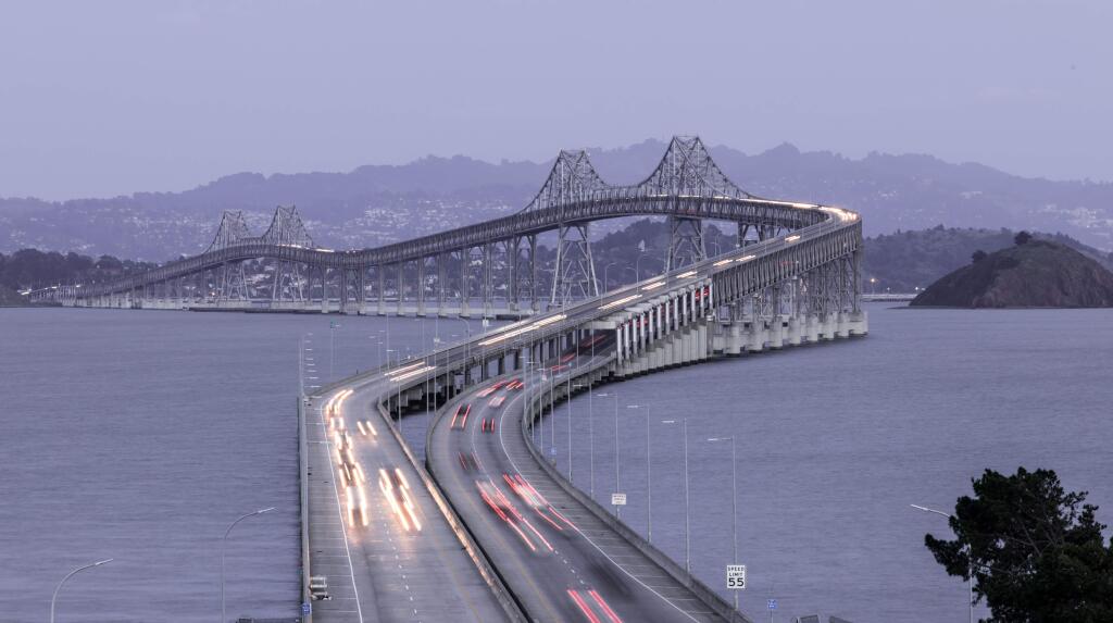 A third eastbound lane is available during afternoon commute hours on the Richmond-San Rafael Bridge.