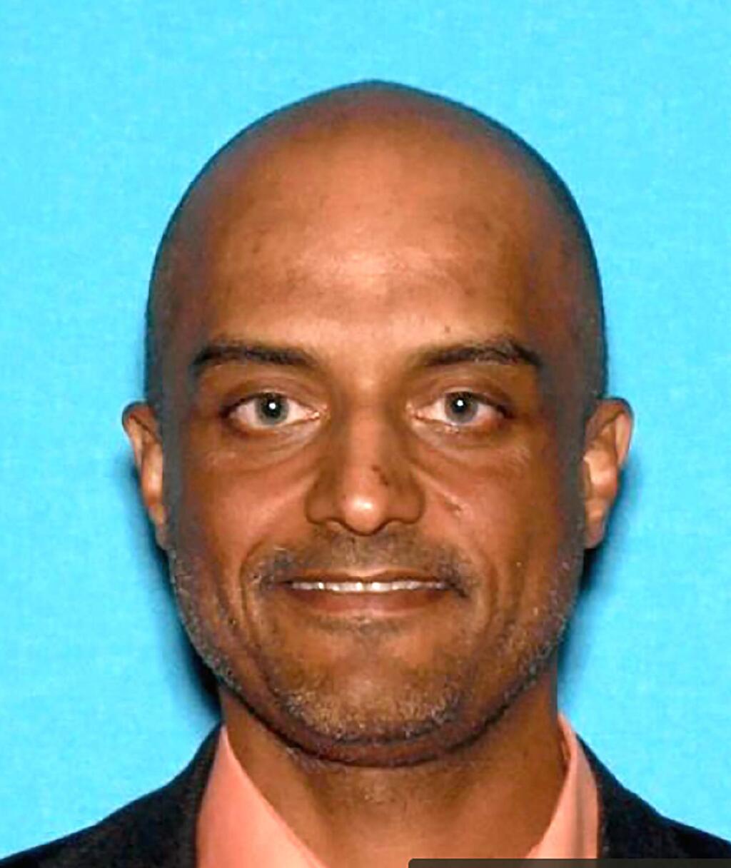 This undated photo provided by the Santa Cruz County Sheriff's Office shows Tushar Atre who was kidnapped from his home during a crime. Authorities say the 50-year-old owner of a digital marketing company was abducted on Tuesday, Oct. 1, 2019, from his home in Santa Cruz, Calif., and the man's white BMW was later located along with a dead body, which has not been identified. (Santa Cruz County Sheriff's Office via AP)