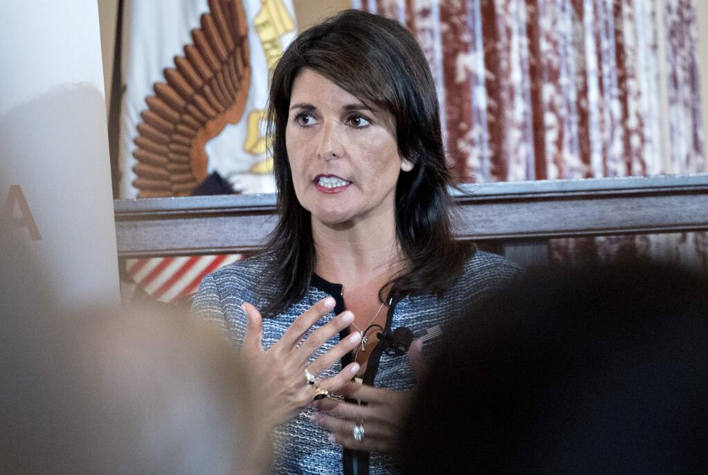 Nikki Haley, U.S. ambassador to the United Nations, at the State Department in Washington on May 8, 2018. (Bloomberg photo by Andrew Harrer)