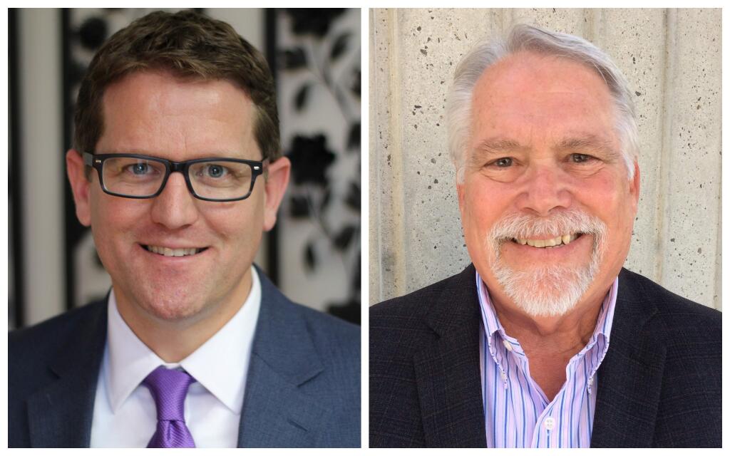 David Guhin, left, and Chuck Regalia, right, have new roles at Santa Rosa City Hall.