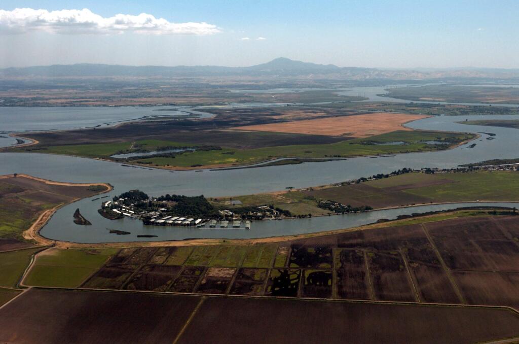 An aerial photo of Bouldin Island in the Sacramento-San Joaquin Delta (BOB PEPPING / Bay Area News Group, 2004)