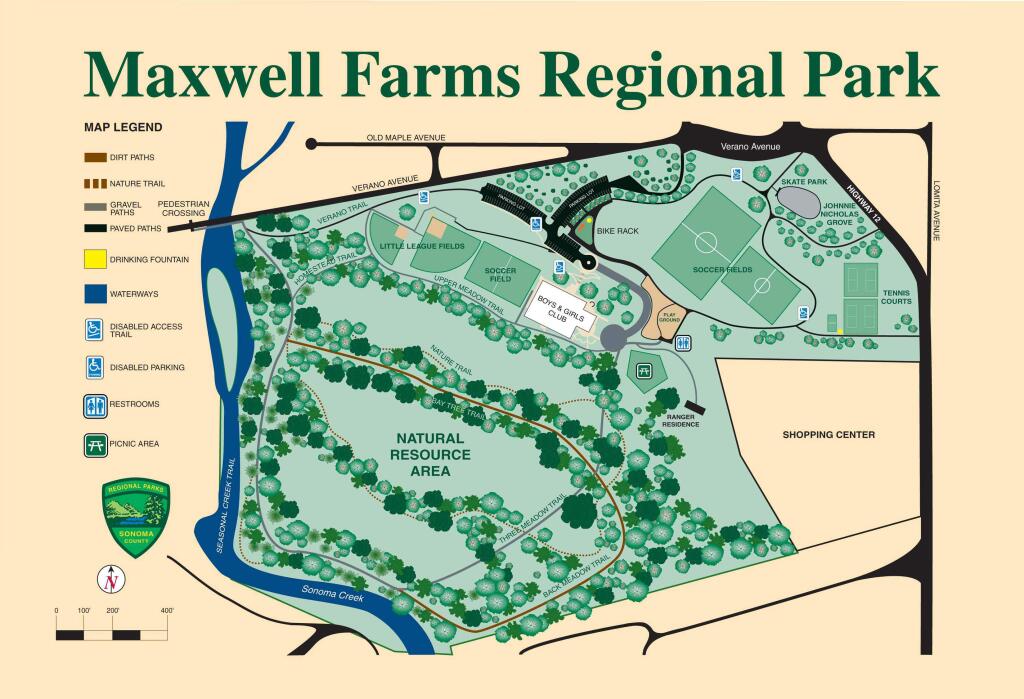 Courtesy Sonoma County Regional ParksTgis is a map of Maxwell Farms Regional Park.
