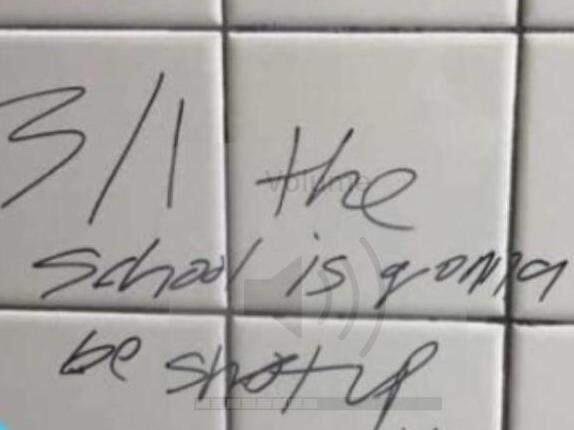 Graffiti discovered on the wall of a bathroom at Santa Rosa High School prompted a police investigation on Wednesday, February 28, 2018. (Courtesy photo)