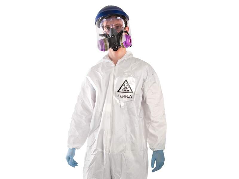 This product image released by Brands On Sale, Inc. shows a hazmat costume with a respirator. No holiday screams pop culture controversy quite like Halloween. So what's the costume flap of the year? It might just be Ebola, as in Ebola zombies and faux gear to ward off the deadly strain of virus. (AP Photo/Brands On Sale, Inc.)