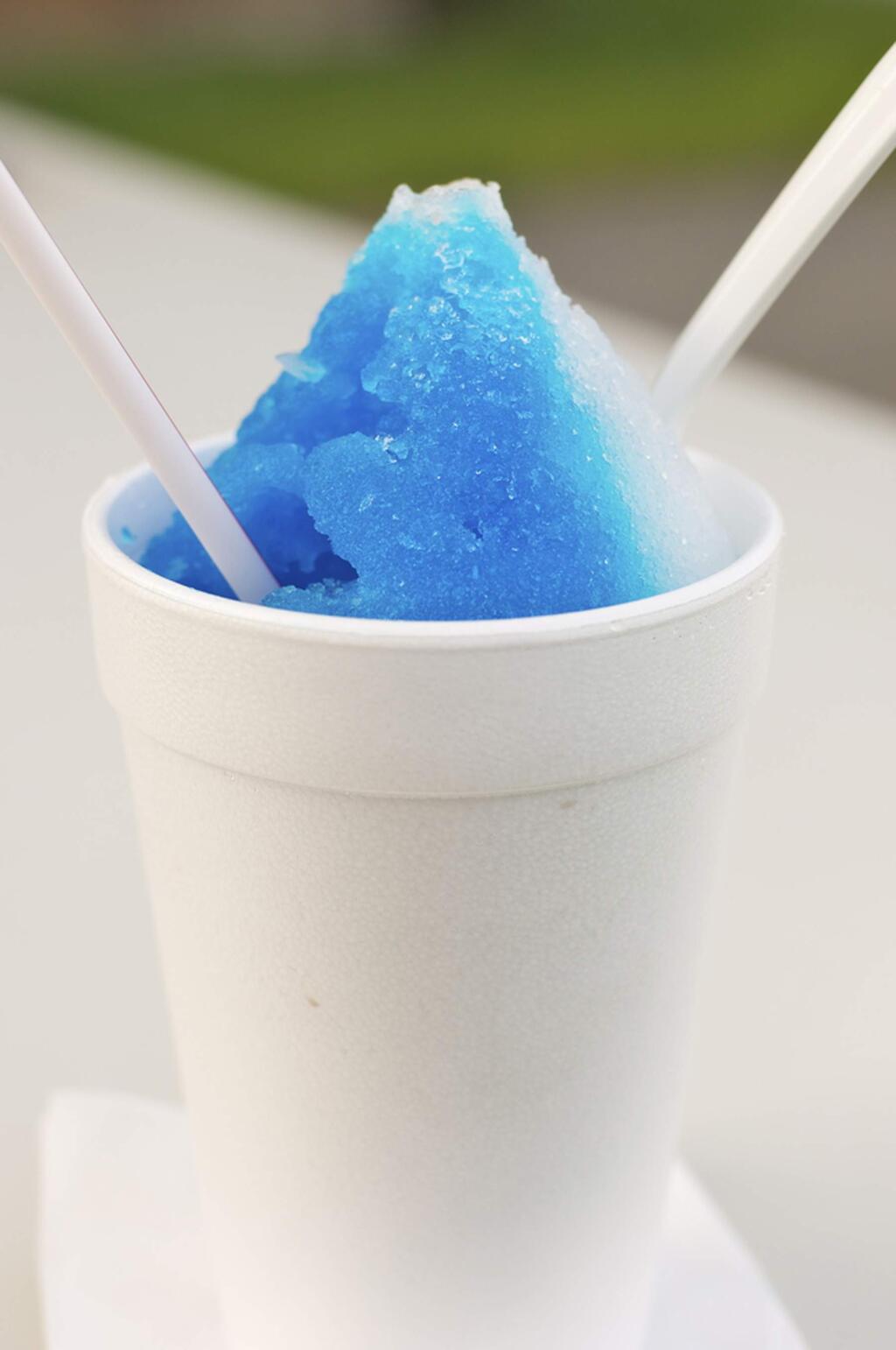 Shave ice is made by shaving a block of ice. It can resemble a snow cone, butr snow cones are made with crushed, rather than shaved ice.