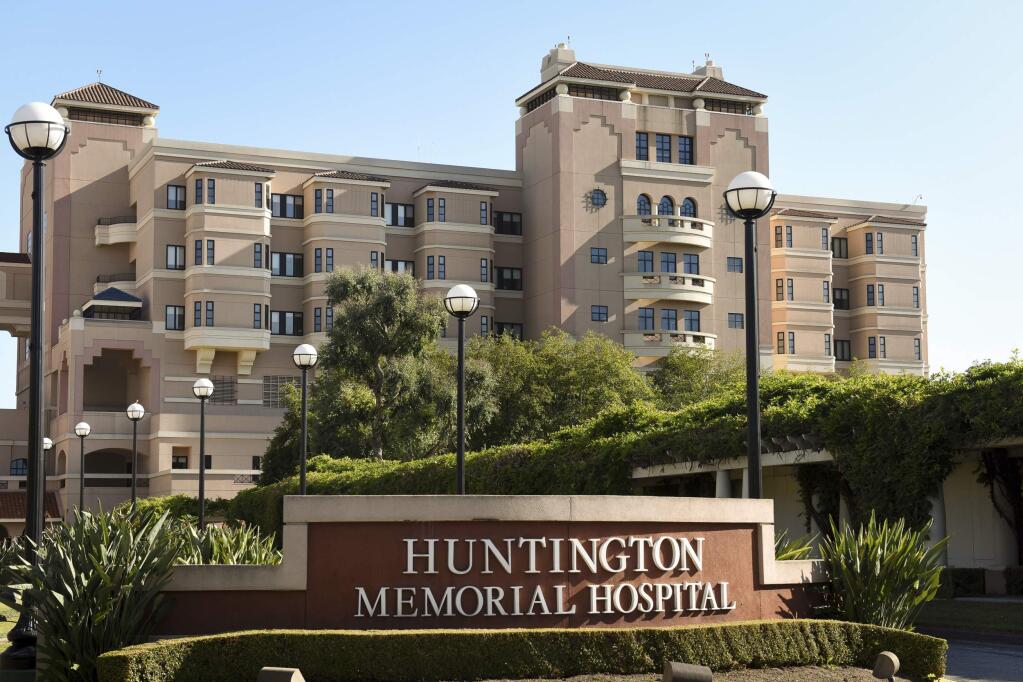 This June 2, 2016 photo shows Huntington Memorial Hospital in Pasadena, Calif. The Los Angeles Times reports Sunday, Dec. 9, 2018, that the claims against Dr. Patrick Sutton include unwanted sexual advances, medical incompetence, the maiming of women's genitals and the preventable death of an infant. The allegations date to 1989, Sutton's first year at Pasadena's hospital. (Michael Owen Baker/Los Angeles Times via AP)