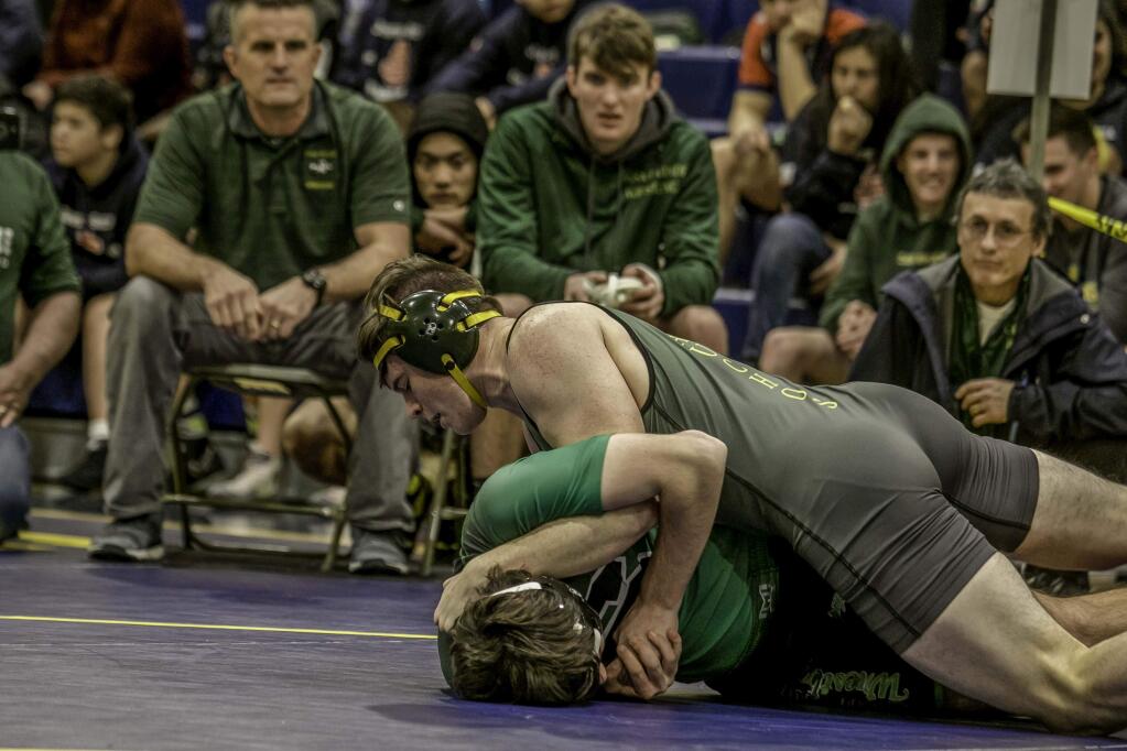 JAMES NAUGLE PHOTOCasa Grande High School's Justin Naugle wrestled his way into the CIF state wrestling championships by finishing second at 195 pounds in the North Coast Section Tournament.