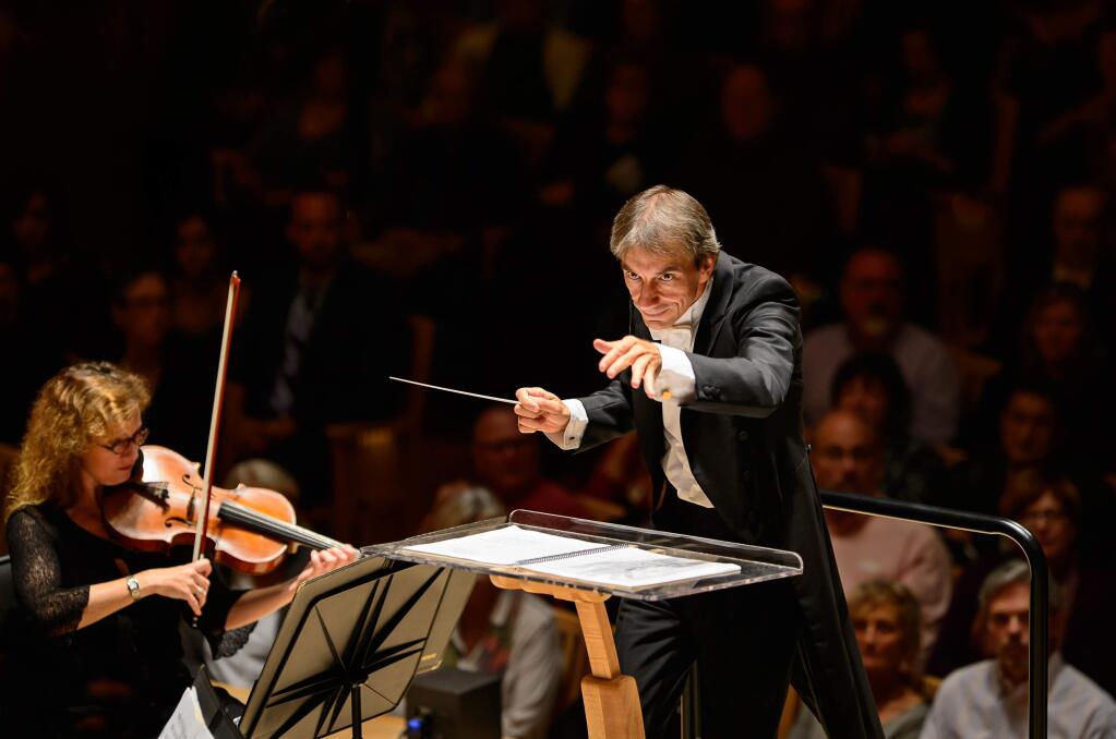 Bruno Ferrandis conducts the Santa Rosa Sympony at the Green Music Centerin 2013. (Susan adn Neil Silverman Photography)