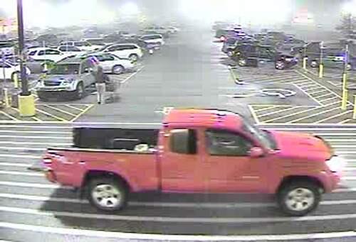 In this January 2015 photo made from surveillance video and released by the Grayson County Sheriff's Office, in Kentucky, 18-year-old Dalton Hayes and 13-year-old Cheyenne Phillips drive in the parking lot of a South Carolina Wal-Mart. Authorities are looking for the teenage couple from central Kentucky who are suspected in a multistate crime spree. (AP Photo/Wal-Mart Inc. via The Grayson County (Ky.) Sheriff's Office)