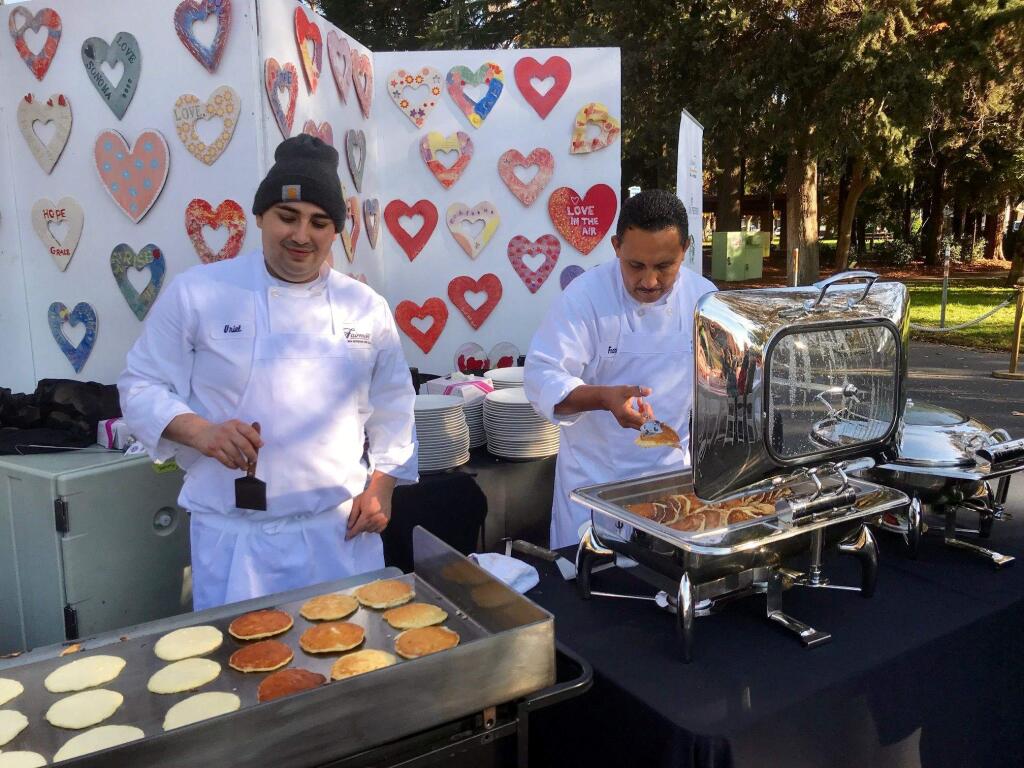 Chefs from the Fairmont kept the pancakes coming, even as the crowds descended.