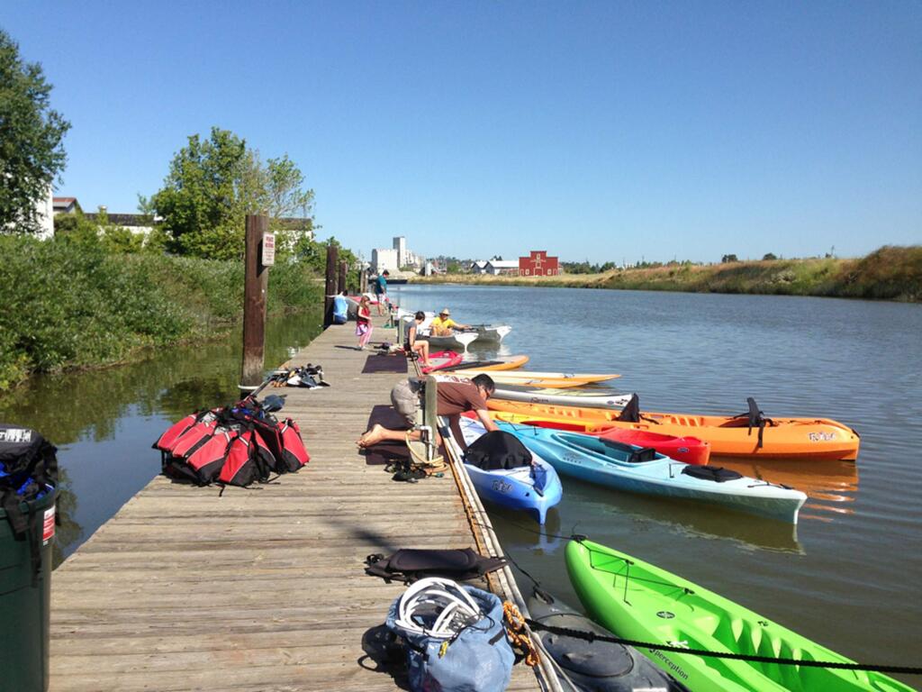 Kayakers prepare for a day on the Petaluma River. CLAVEY PADDLESPORTS
