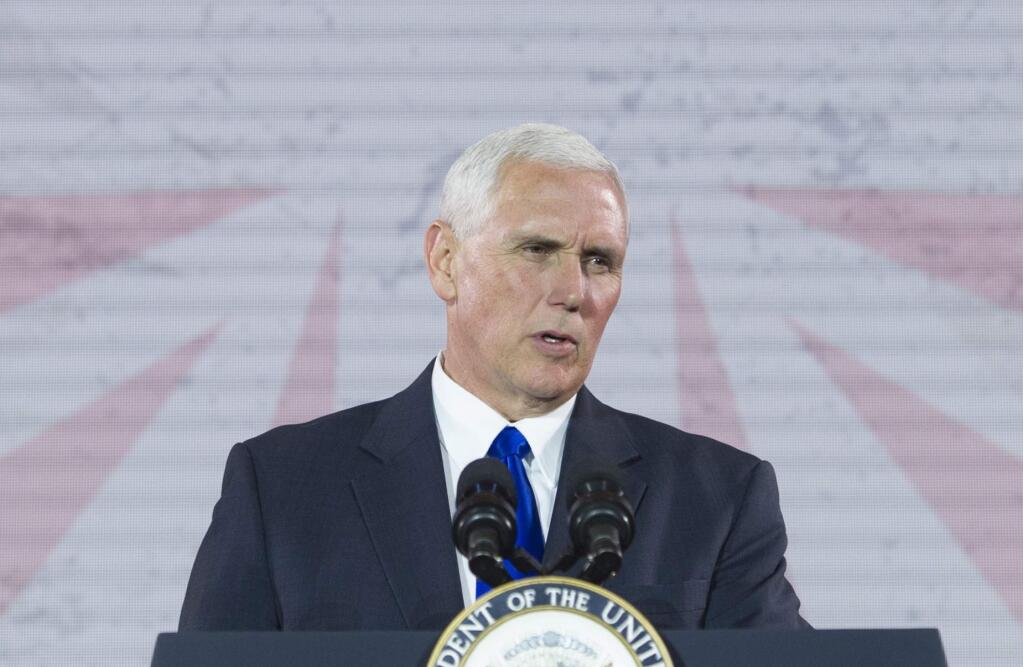 Vice President Mike Pence speaks in Washington Thursday, May 11, 2017. President Donald Trump signed an executive order launching a commission to review alleged voter fraud and voter suppression in the U.S. election system, three White House officials said. Pence and Kansas Secretary of State Kris Kobach will lead the commission, which will look at allegations of improper voting and fraudulent voter registration in states and across the nation. (AP Photo/Cliff Owen)