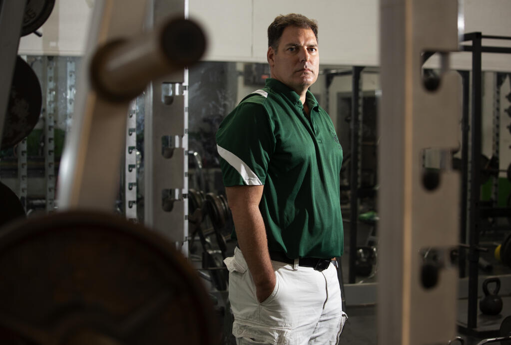 Dennis Housman, chair of the Sonoma Valley High School’s physical education department, at the school’s the weight room on Thursday, Sept. 10, 2020. (Photo by Robbi Pengelly/Index-Tribune)