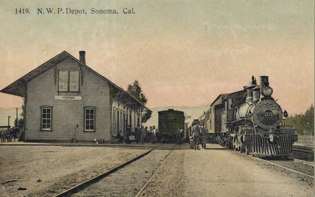 Historic photo of Sonoma Depot. The depot and its surrounding neighborhood have been recognized with a 2021 Preservation Design Award for Cultural Resource Studies. (California Preservation Institute)