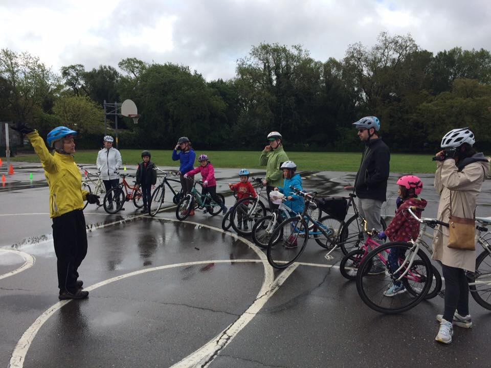 Instructors with the Sonoma County Bicycle Coalition teach safety first at the Santa Rosa French American Charter School to students in 2017. Photo provided.