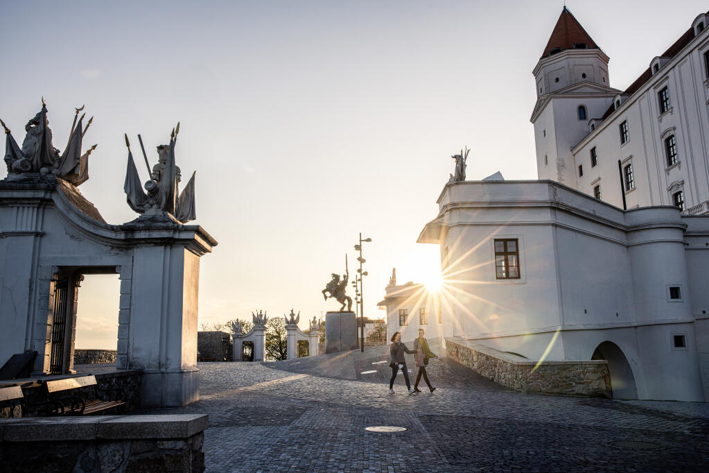 Pedestrians in Bratislava, Slovakia, April 23, 2021. Political turmoil in Slovakia is an example of how Russia’s vaccine diplomacy, which has divided politicians across Europe, can have negative side effects for a recipient country. (Akos Stiller/The New York Times)