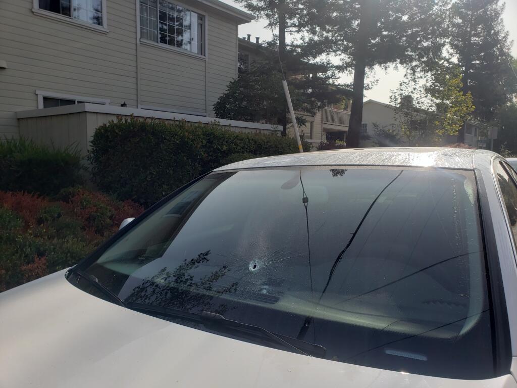 Gunfire struck at least one vehicle, at least one home and a tree in El Verano early Saturday, Sept. 19, 2020. No one was injured, according to Sonoma County sheriff's officials. (Zane Boehlke)