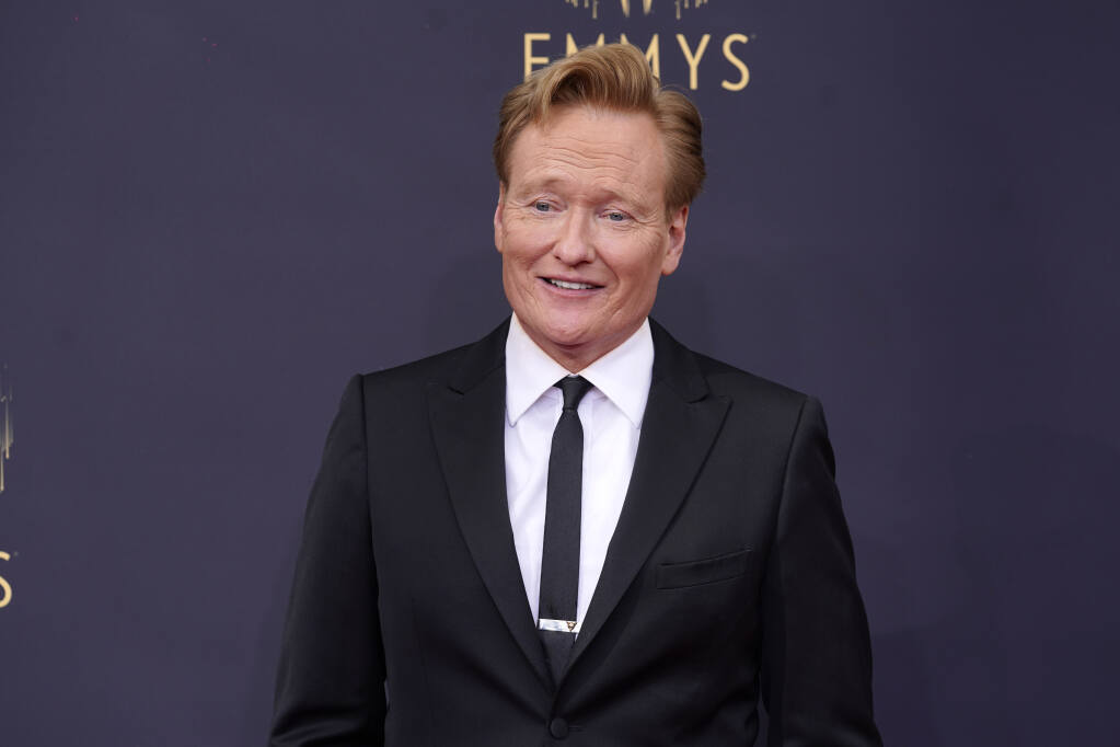 Conan O’Brien arrives at the 73rd Primetime Emmy Awards on Sunday, Sept. 19, 2021, at L.A. Live in Los Angeles. (AP Photo/Chris Pizzello)