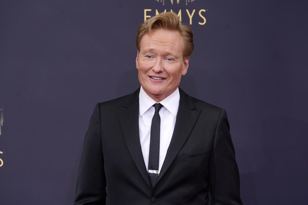 Conan O’Brien arrives at the 73rd Primetime Emmy Awards on Sunday, Sept. 19, 2021, at L.A. Live in Los Angeles. (AP Photo/Chris Pizzello)