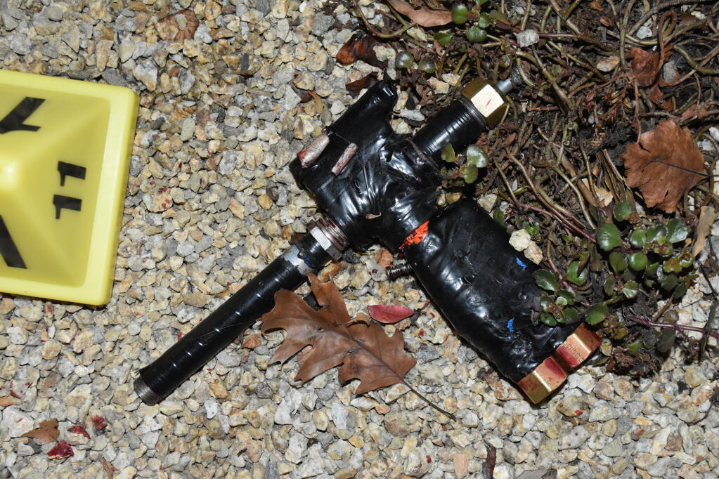 A Sonoma man fired this "improvised firearm" during an encounter with two Sonoma County sheriff's deputies Saturday, Oct. 15, 2022, according to the Santa Rosa Police Department. Deputies shot the man at least two or three times and he was hospitalized, police said. (Santa Rosa Police Department)