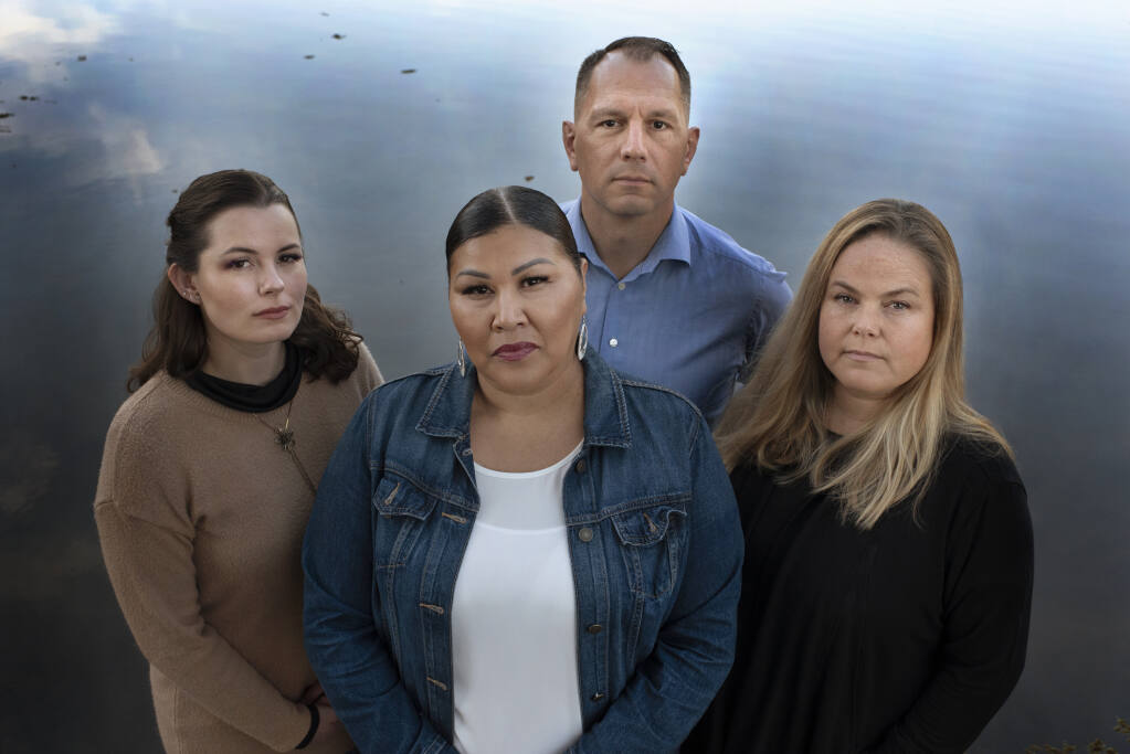 From left, Megan Berger, Lisa Diaz, Peter Rumble and Sarah Reidenbach talk of their experiences of sexual assault in the documentary “Survivors,” a film directed by John Beck and produced by Verity which explores how survivors of sexual assault regain their voice. (Erik Castro)