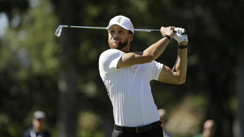 Stephen Curry on the Silverado Resort North Course during the pro-am event of the PGA Safeway Open on Wednesday, Sept. 25, 2019, in Napa. (Eric Risberg / ASSOCIATED PRESS)