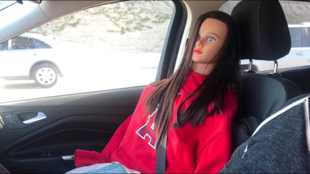 A Bay Area driver was ticketed on Highway 4 for carrying a dummy in order to use the carpool lane on Tuesday, July 16, 2019, according to California Highway Patrol. (CHP - CONTRA COSTA/ TWITTER)