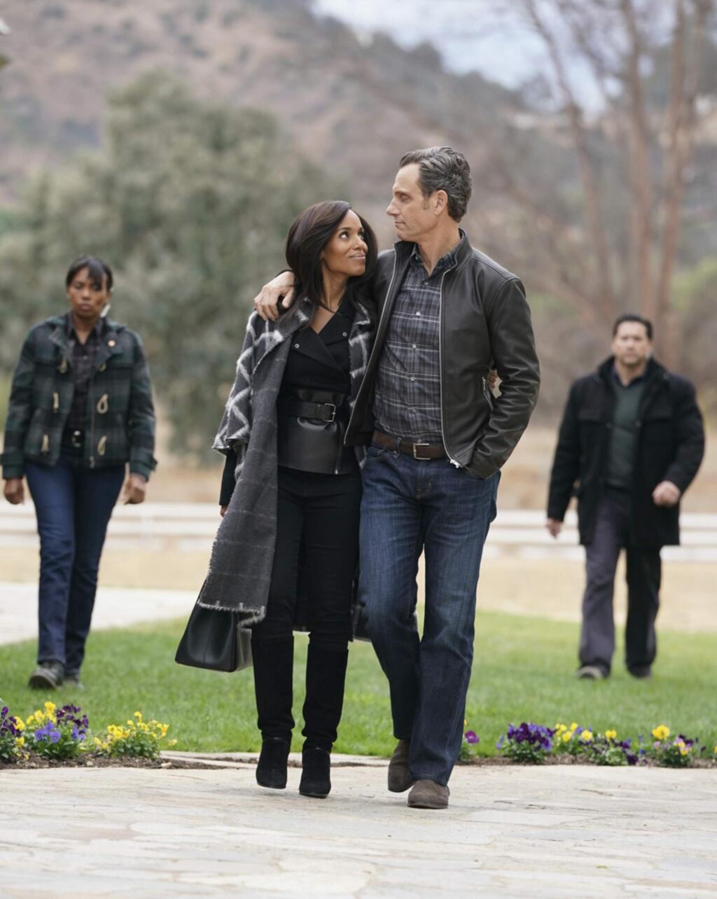 This image released by ABC shows Kerry Washington, left, and Tony Goldwyn in a scene from 'Scandal.' After seven seasons, the popular series will end on Thursday, April 19. (Mitch Haaseth/ABC via AP)
