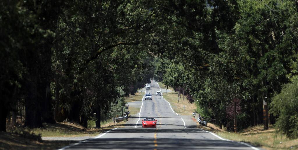 A long stretch of Highway 128 connects Knights Valley in Sonoma County to the Napa Valley, Thursday, July 18, 2019. (Kent Porter / The Press Democrat) 2019