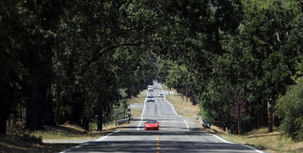 A long stretch of Highway 128 connects Knights Valley in Sonoma County to the Napa Valley, Thursday, July 18, 2019. (Kent Porter / The Press Democrat) 2019
