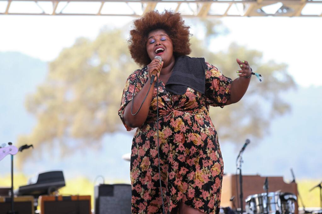 Kam Franklin of The Suffers performs during the Sonoma Harvest Music Festival at B.R. Cohn Winery, on Saturday, September 22, 2018. (Photo by Darryl Bush / For The Press Democrat)