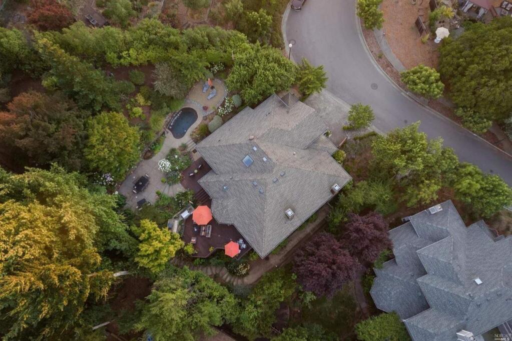 An aerial view of the home at 105 Ravenswood Court, Petaluma. Property listed by Rebecca Celli/ CENTURY 21 Bundesen, bundesen.com, 707-769-7117. (Courtesy BAREIS)