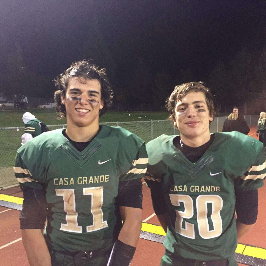 SUBMITTED PHOTOSawyer Johnson, left, and Michael Morarity will be trading in their Casa Grande football jerseys for Marine Corps uniforms.