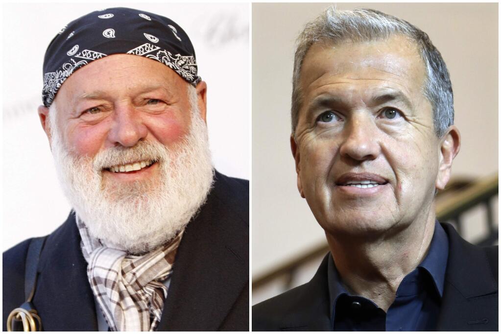 This combination of 2008 and 2017 photos shows photographers Bruce Weber, left, and Mario Testino. On Saturday, Jan. 13, 2018, The New York Times reported that male models have accused Weber and Testino of unwanted advances and coercion. (AP Photo/Matt Sayles, Michael Sohn)