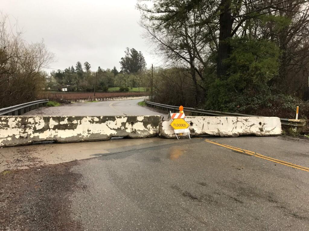 Green Valley Road in Graton was blocked by flooding, Thursday, Feb. 9, 2017. (Photo: Michael Coy)