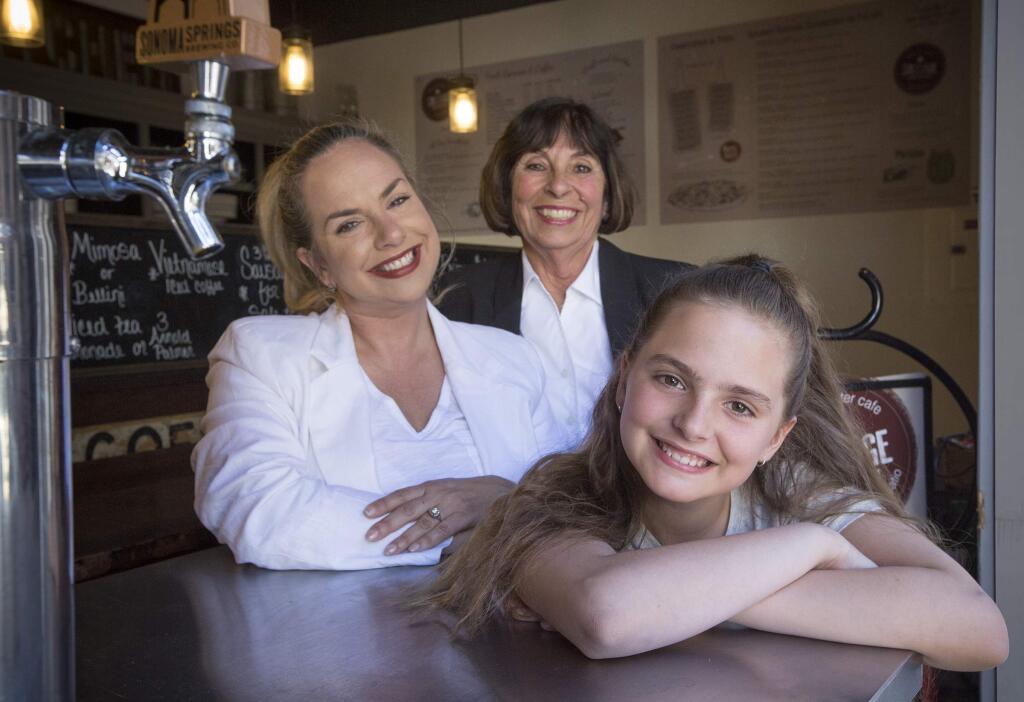 Three generations of female entrepreneurs: Miranda Ives, Linda Ives Welch and Maya Ives-McCrory at Hare & Hatter in Sonoma. (Photo by Robbi Pengelly/Index-Tribune)