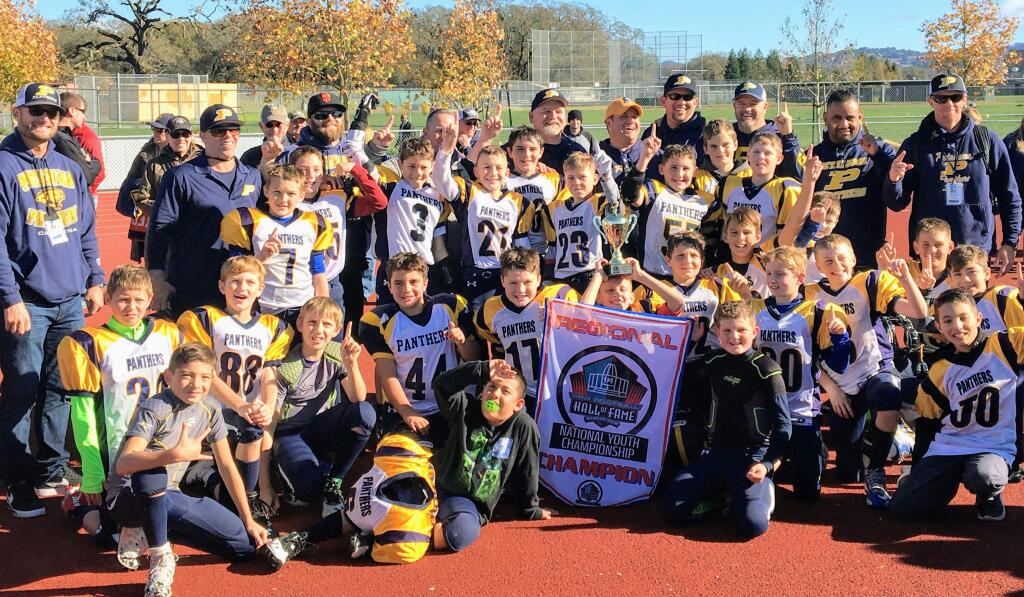 PETALUMA PANTHERS PHOTOThe Petaluma Panthers Jr. Pee Wee team is on its way to Canton, Ohio to play in the first Pro Football Hall of Fame National Youth Championship.