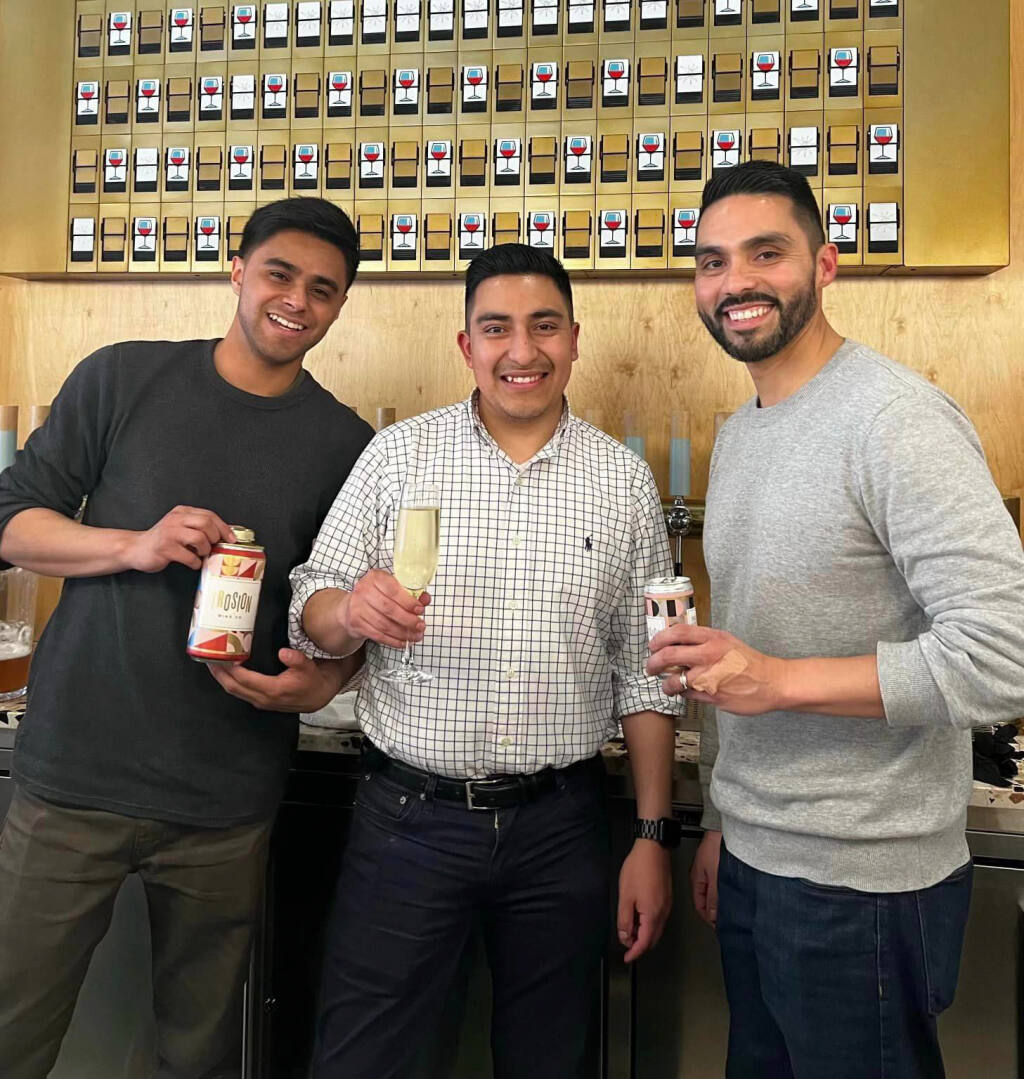 Former Erosion general manager and co-founder Erwin Tomas, center, brought in brothers-in-law Jesus Delgado, left, and Eloy Garcia, right, to acquire and reopen the St. Helena wine and beer taphouse that was closed in April by former co-owner Patrick Rue. (Photo: Erosion / Facebook)