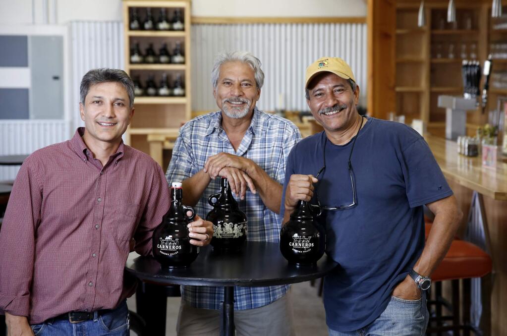 Brothers Jesus, Armando, and Pedro Ceja of Carneros Brewing Company in Sonoma, California on Sunday, July 21, 2013. (BETH SCHLANKER/ The Press Democrat)