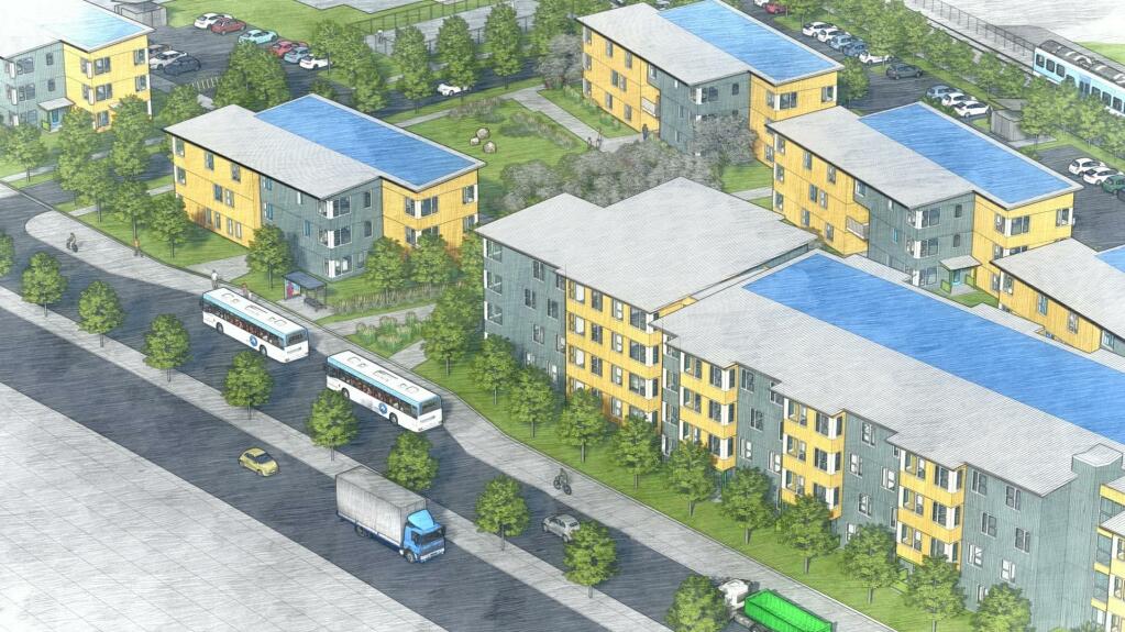 A rendering of a proposed affordable housing development at Corona Road and McDowell Boulevard. DANCO COMMUNITIES