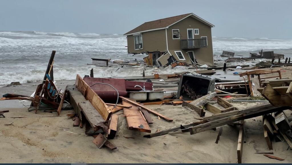 One of two houses to collapse on the North Carolina Outer Banks on Tuesday, May 10, 2022. (Cape Hatteras National Seashore)