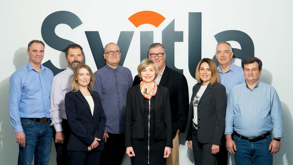Svitla Systems' management team from the U.S., Poland and Ukraine meet in the company's Kyiv development center on May 25, 2021. Founder, President and CEO Nataliya Anon is at center. (courtesy of Svitla Systems)