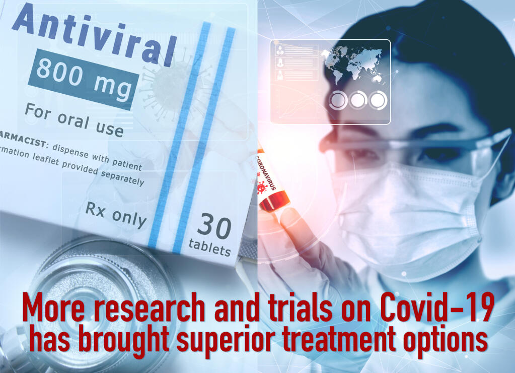 There were no drugs to fight the corona virus in February 2020. Doctors were only treating the complications caused by it. Now there are medicines that can prevent patients from becoming severely infected. But all of the new therapies are complicated and requires the doctor to check all the symptoms and underlying conditions of each and every patient, nothing can be universally applied. ( Photo composite - Shutterstock )