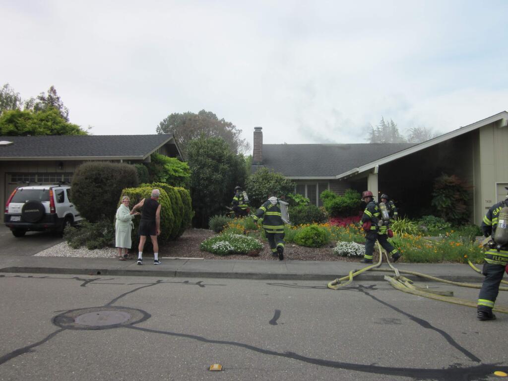 A fire caused $100,000 in damage to a home in Oakmont, located in the 7400 block of Oak Leaf Lane, on Saturday, May 5, 2018. (Photo courtesy of James Golway)
