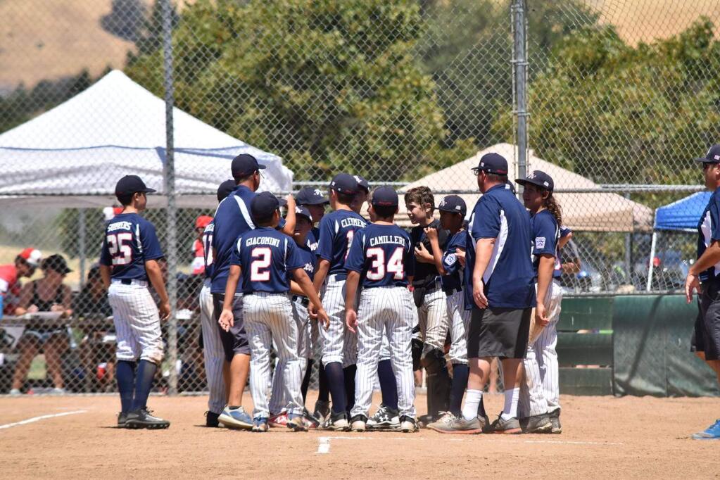 PHOTO BY IM SCHUBERTThe Petaluma American Little League Majors All-Star team is just a win away from winning the Section 1 Tournament after winning its first two games.