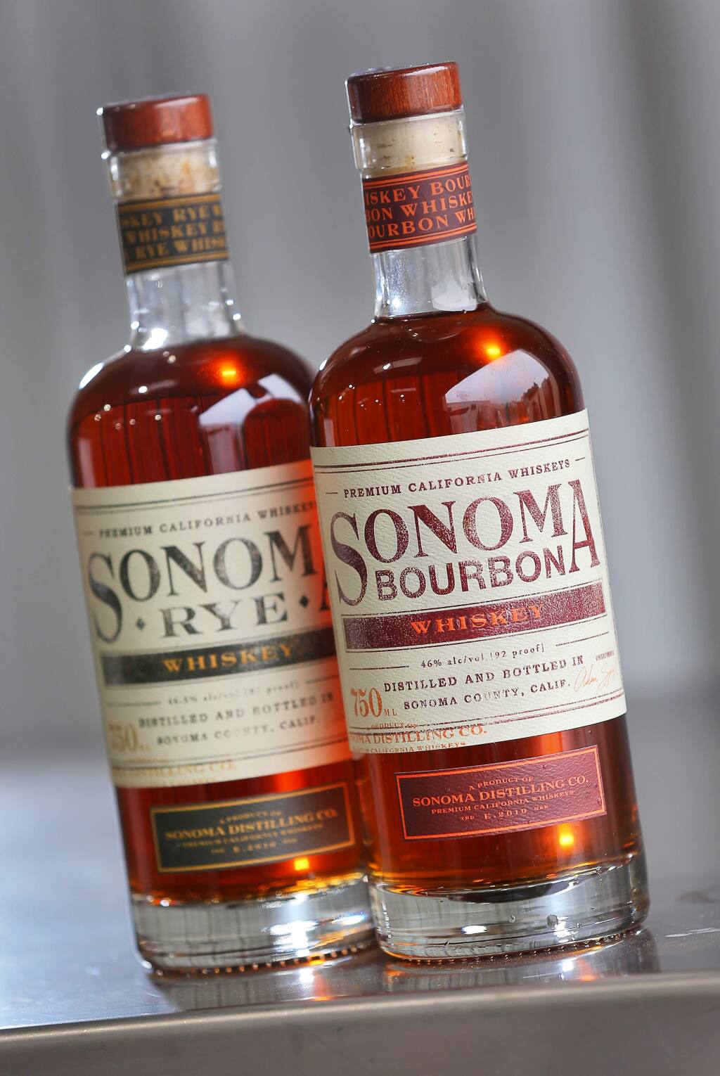 Sonoma Distilling Company whiskey bottles.(Christopher Chung/ The Press Democrat)