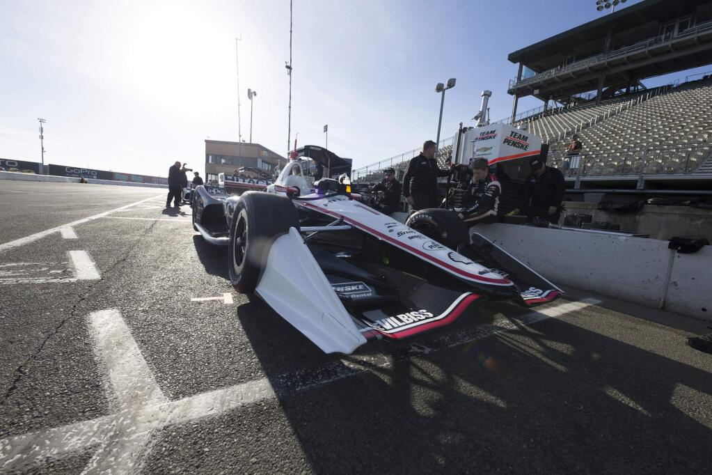 Mike Doran/Special to the Index-TribuneTeam Penske's Josef Newgarden gets ready to roll from the pits during a teasting session Monday at Sonoma Raceway.