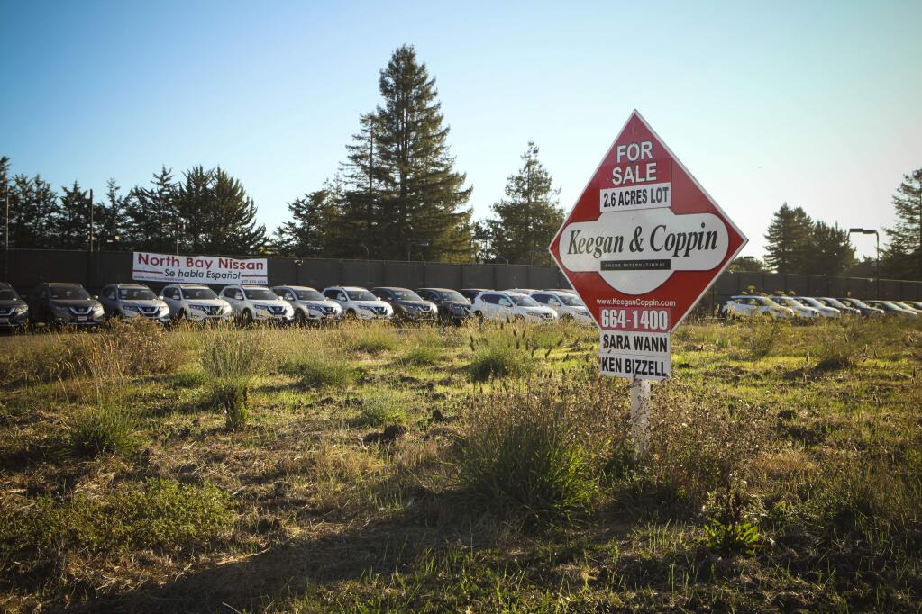 The lot on Industrial Avenue and Old Corona Road where the Petaluma Valley Athletic Club was once located is for lease and may become another car dealership. (CRISSY PASCUAL/ARGUS-COURIER STAFF)