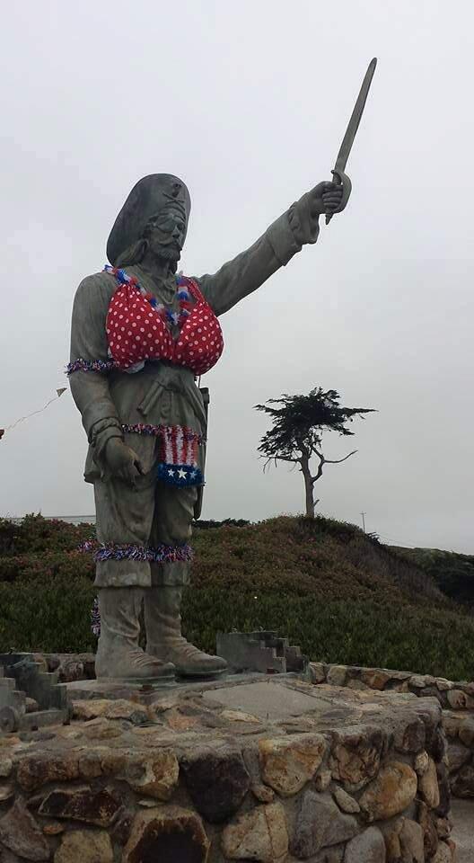 Lynn Schnitzer/For the Argus-CourierThe pirate statue at Dillon Beach was 'dressed up' for the Fourth of July.